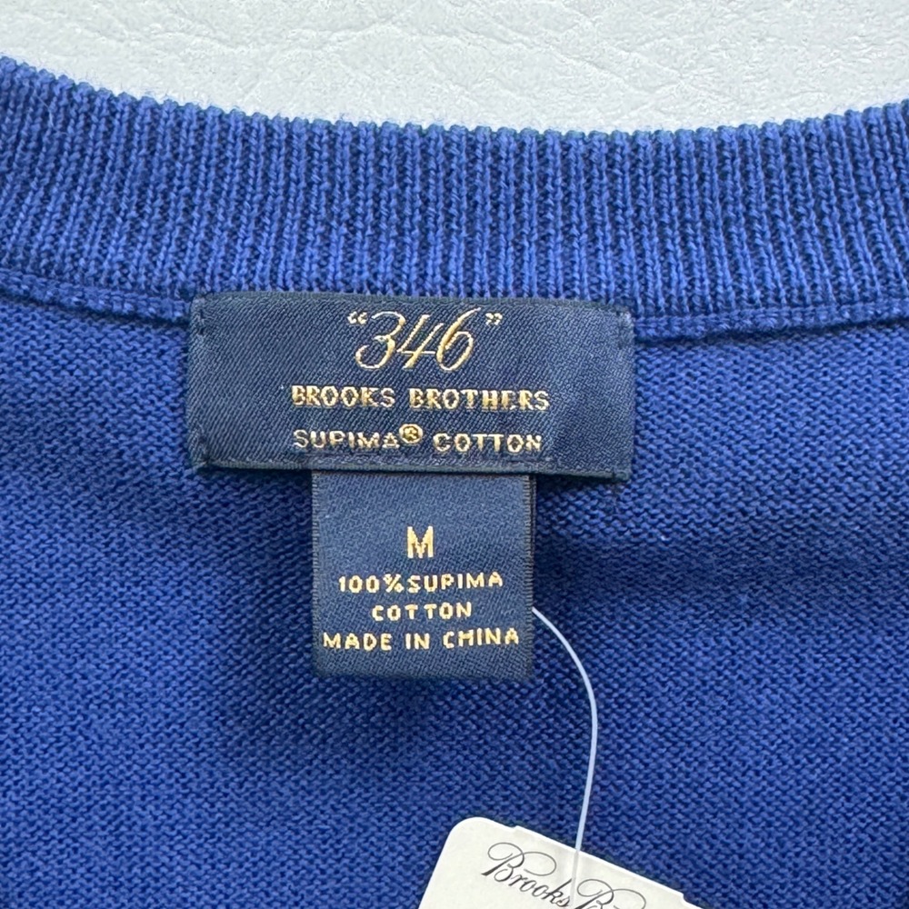 Brooks Brothers 346 Mens Blue Supima Cotton V-Neck Sweater Vest Medium NWT - Picture 3 of 16